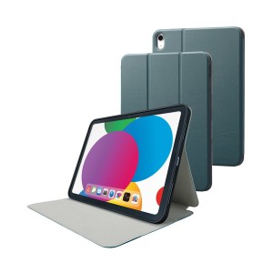 ELECOM TB-A22RSAGN iPad 10.9インチ 第10世代(2022)用 ケース ソフトレザー カバー 手帳型 スリープ対応 グリーン メーカー直送