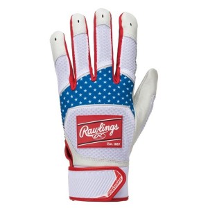 Rawlings ローリングス 野球 バッティンググラブ 両手用 パッチロゴ バッティンググラブ 天然皮革 USAホワイト WH22BG-USA/W-USA M USA/W