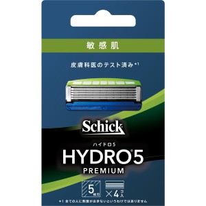 シック ハイドロ5 プレミアム 敏感肌 替刃 (4コ入) スキンガード付 5枚刃 ブルー カミソリ 剃刀 髭剃り 男性 メンズ Schick