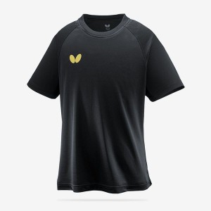 Butterfly バタフライ ウィンロゴ・Tシャツ II ブラック×ゴールド S 464209560106