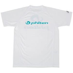 phiten RAKUシャツSPORTS 半袖 ロゴ入り Tシャツ ホワイト×ロゴブルーグリーン S JG395003