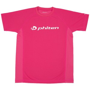 phiten RAKUシャツSPORTS 半袖 ロゴ入り Tシャツ ピンク×ロゴ白 M JG358004