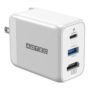 ADTEC APD-V034ACH-WH [PD対応 4K出力 USB Hub AC充電器 34.5W]