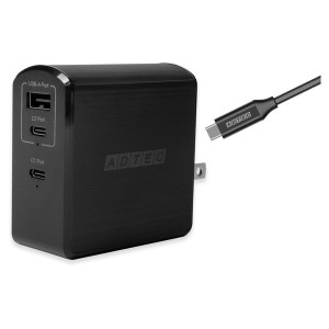 ADTEC APD-A105AC2-wC-BK ブラック [Power Delivery対応 GaN AC充電器/USB Type-A 1ポート Type-C 2ポート&Type-C to C ケーブルセット]