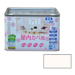 アサヒペン NEW水性インテリアカラー屋内カベ 5L (ホワイトピンク)