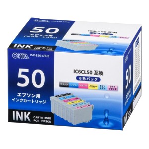 オーム電機 INK-E50-6PNB エプソン互換インク 6色入