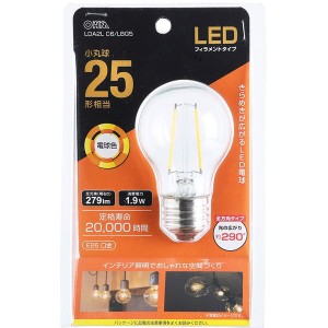 オーム電機 LDA2L C6/LBG5 [LEDフィラメント電球(E26口金・25形相当・小丸球・電球色)]