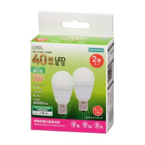 オーム電機 LDA4N-G-E17 IS51 2P [LED電球 小形 E17 40形相当 昼白色 2個入]