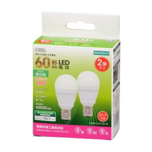 オーム電機 LDA6N-G-E17 IS51 2P [LED電球 小形 E17 60形相当 昼白色 2個入]