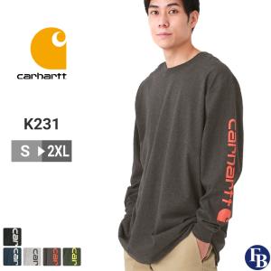 カーハート Tシャツ 長袖 クルーネック ヘビーウェイト 袖ロゴ メンズ 大きいサイズ K231 ブランド ロンT 長袖Tシャツ アメカジ USAモデ