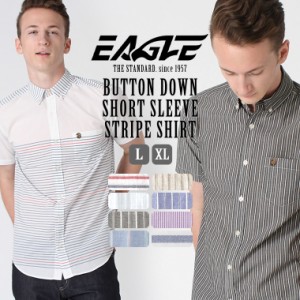 【送料無料】 シャツ 半袖 メンズ ボタンダウン ポケット ストライプ 大きいサイズ 日本規格 ブランド EAGLE THE STANDARD【メール便可】