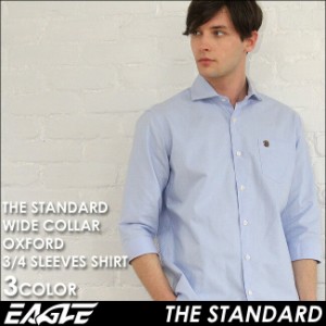 【送料無料】 シャツ 七分袖 メンズ ワイドカラー オックスフォード 大きいサイズ 日本規格 ブランド EAGLE THE STANDARD イーグル ワイ