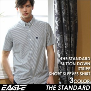 【送料無料】 シャツ 半袖 メンズ ボタンダウン ストライプ 大きいサイズ 日本規格 ブランド EAGLE THE STANDARD【メール便可】/ イーグ