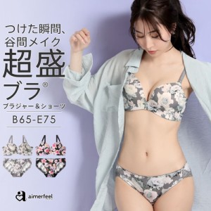 ブラジャー ショーツ セット Grace Flower 超盛ブラ(R) ブラジャー&ショーツ 下着 レディース 盛れる 盛ブラ 女性 脇肉 脇高 谷間 可愛い