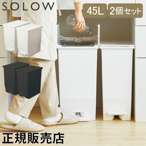 [あす着] ソロウ SOLOW ゴミ箱 2個セット ごみ箱 ダストボックス 45L ペダルオープンツイン GSLW00 ペダル付き キャスター付き