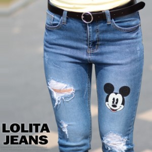 ロリータ ジーンズ LOLITA JEANS デニム スキニー ディズニー コラボ ミッキー■lo-910