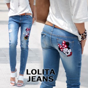 ロリータ ジーンズ LOLITA JEANS 通販 lolita jeans サイズ◆lo-578 ボトム デニム スキニー コラボ ワッペン 刺繍 ジーンズ 