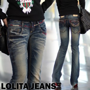 ロリータ ジーンズ LOLITA JEANS◆lo-676 ボトム デニム ブーツカット 小花 フラワー ポケット