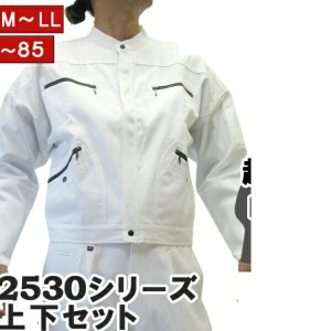 作業服 作業着 寅壱 寅一 2型トビジャンパー＆3超ロング八分 上下セット  2530シリーズ  鳶衣料 15.シロ 2530s308419