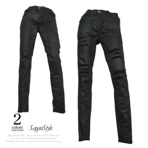 メンズ コーティング スキニー パンツ ブラックの通販 Au Pay マーケット