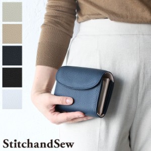 ステッチアンドソー 二つ折り財布 小さい財布 フラップ式 ウォレット StitchandSew FWS101 スティッチアンドソー ヌメ革 本革 牛革 akz-k