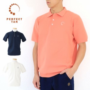 【商品レビューで＋P5％】ポイント10% PERFECT TAN パーフェクト タン ゴルフ 鹿の子ニットポロシャツ MENS ムジ シンプル ポロシャツ ゴ