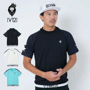 【商品レビューで＋P5％】ポイント10% V12 ブィトゥエルブ モックネック v122410-mk01 半袖 Tシャツ RIB SLEEVE STAR MOCK ウェア 黒 白 