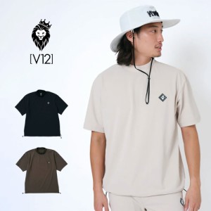 ポイント10倍 V12 ブィトゥエルブ モックネック v122410-mk09 半袖 Tシャツ RELAX FIT ウェア 黒 白 オリーブ ブラック ホワイト 旅行 男