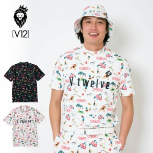 【商品レビューで＋P5％】ポイント10% V12 ブィトゥエルブ モックネック v122411-mk18 半袖 Tシャツ RESO MOCK  ゴルフ ウェア 黒 白 ブ