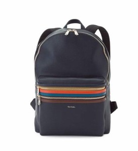 Paul Smith ポールスミス メンズ バッグ ストライプ アクセント シグネチャージップストライプ バックパック リュック　ネイビー