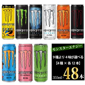 アサヒ飲料 モンスターエナジー 9種から選べる 4種各12本 355ml×48本  【送料無料※一部地域除く】