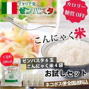 ゼンパスタ 6個　こんにゃく米60ｇ×４袋　セット　乾燥しらたき カロリーカット 糖質カット ダイエット ネコポス便 全国送料込