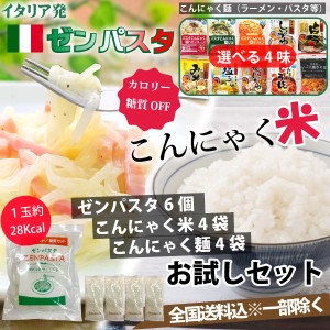 ゼンパスタ 6玉　こんにゃく米60ｇ×４袋　こんにゃく麺４袋　お試しセット　乾燥しらたき カロリーカット 糖質カット ダイエット 全国送