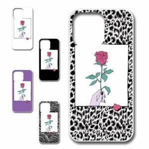 iPhone14ProMax ケース 薔薇 イラスト お洒落 一輪の花 バラ ゼブラ スマホケース ハードケース プリントケース ばら ゼブラ柄 ローズ ro