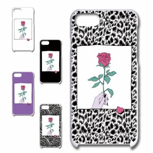 iPhoneSE2 ケース 薔薇 イラスト お洒落 一輪の花 バラ ゼブラ スマホケース ハードケース プリントケース ばら ゼブラ柄 ローズ rose 花