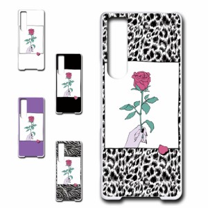 Xperia 1 III SOG03 ケース 薔薇 イラスト お洒落 一輪の花 バラ ゼブラ スマホケース ハードケース プリントケース ばら ゼブラ柄 ロー