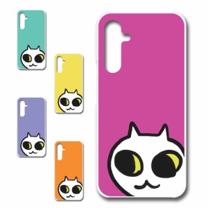 Galaxy A54 5g ケース ネコ ワンポイント 白猫 イラスト シロネコ しろねこ アニマル柄 ねこ カバー 猫 猫柄 スマホカバー かわいい カワ