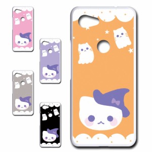 Google Pixel3a ケース かわいい ハロウィン ネコ お化け おしゃれ Halloween ハロウィーン プリントケース ハードケース 猫 ねこ ゴース