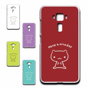 国内版 ZenFone3 (5.2インチ) ZE520KL ケース キャラクター ネコ niceday おしゃれ かわいい 猫 シンプル スマホケース ハードケース プ