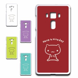 Zenfone 3 Deluxe ZS570KL ケース キャラクター ネコ niceday おしゃれ かわいい 猫 シンプル スマホケース ハードケース プリントケース