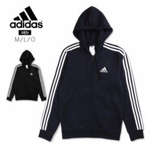 【大きいサイズあり】adidas メンズ用フルジップパーカー M L O GK9051 GK9053 31315 アディダス 裏起毛 3本ライン No.2195