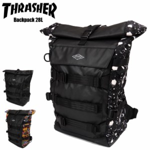 THRASHER トップロールバックパック メンズ 28L THR-244 スラッシャー リュックサック ボックス スケートボード 黒 ブラック No.2325