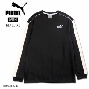 【大きいサイズあり】PUMA CORE HERITAGE 長袖Tシャツ メンズ M L XL プーマ コアヘリテージ 677674 Uネック 丸首 コットン 黒 No.2504