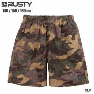 【メール便送料無料】RUSTY キッズ用サーフパンツ水着 140 150 160 ラスティ 969404 迷彩柄 カモフラ オリーブ OLV No.sw3208