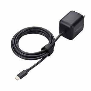 エレコム(ELECOM) ACDC-PD8665BK(ブラック) USB Power Delivery 65W AC充電器(Cケーブル一体型/2m)