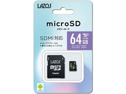microSDHCメモリーカード マイクロSDカード 変換アダプタ付き 64GB CLASS10 L-64MSD10-U3 カメラ 写真 動画 連絡先 データ 保存
