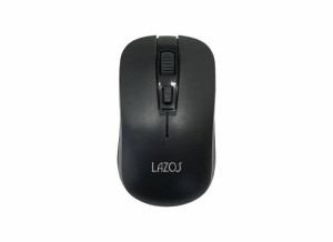 Lazos ワイヤレスマウス 乾電池式 簡単接続 2.4GHz無線 光学式 DPI切替ボタン Win/Mac L-YM-BK