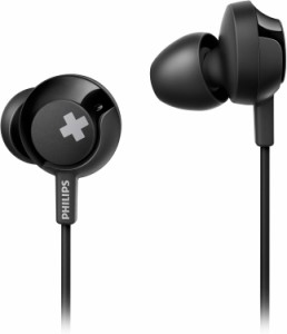 Philips BASS+ インイヤー式 有線 ヘッドホン マイク付き ブラック SHE4305BK