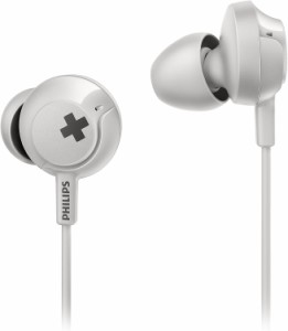 Philips BASS+ インイヤー式 有線 ヘッドホン マイク付き ホワイト SHE4305WT