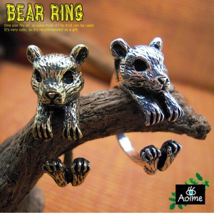 くま クマ 熊 リング  指輪 フリーサイズ アニマル 動物  サイズ調整 アクセサリー かわいい ジュエリー ファッション アクセ プレゼント